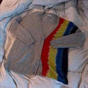Scott & Scott London 100% Cashmere Rainbow Tie Dye Button Up Cardigan Sweater L